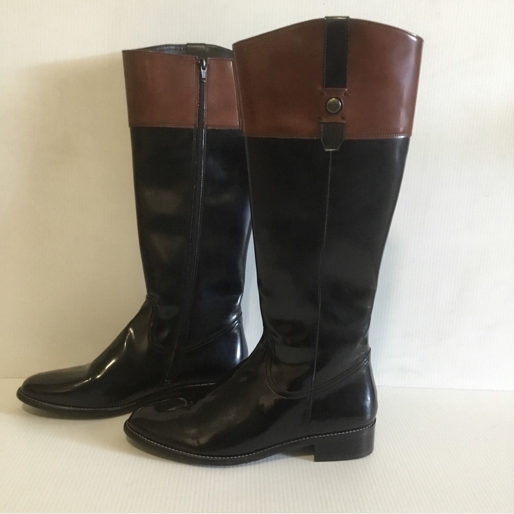 WILLS VEGAN STORE EU 41 US 9 Riding Knee High Zip Boots Black Brown WVS NEW